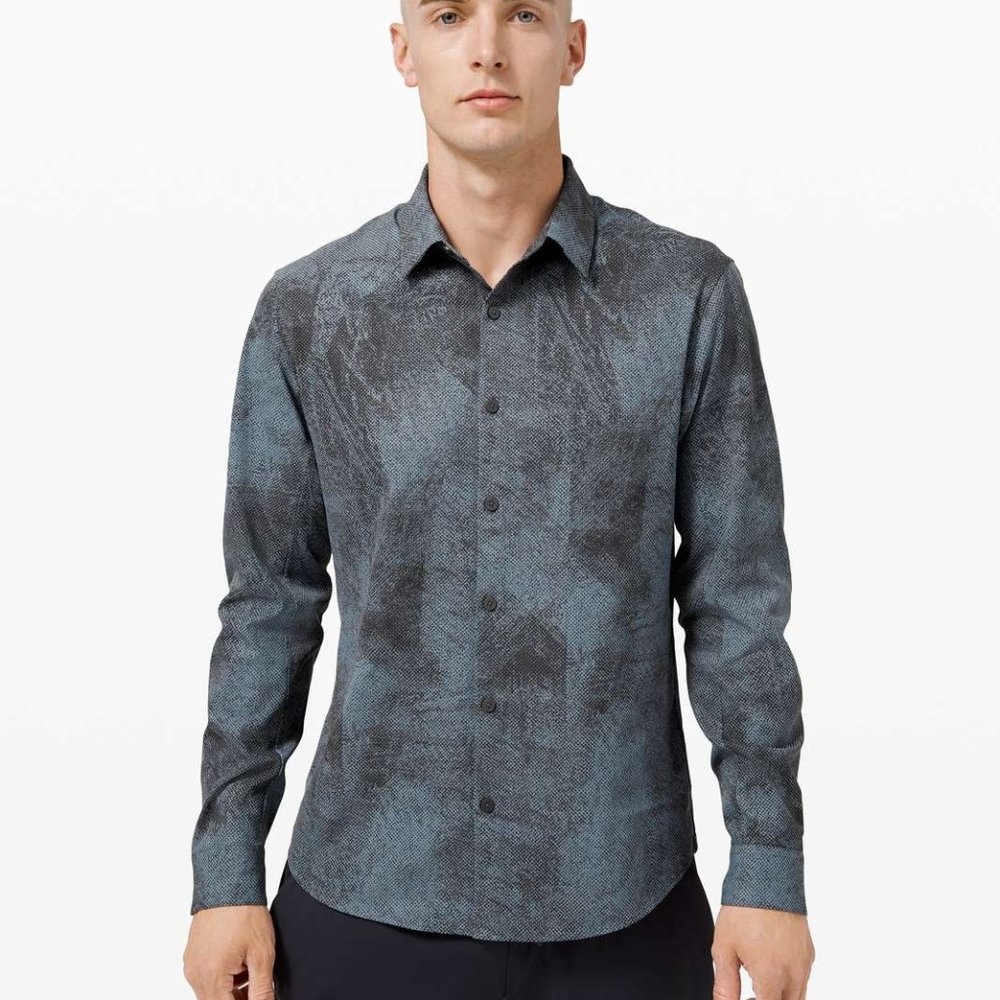 Worn Once.Mint Lululemon Airing Easy Long Sleeve Shirt *Ventlight Mesh Blue Sz L